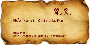 Mácsai Krisztofer névjegykártya