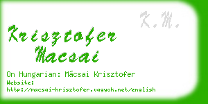 krisztofer macsai business card